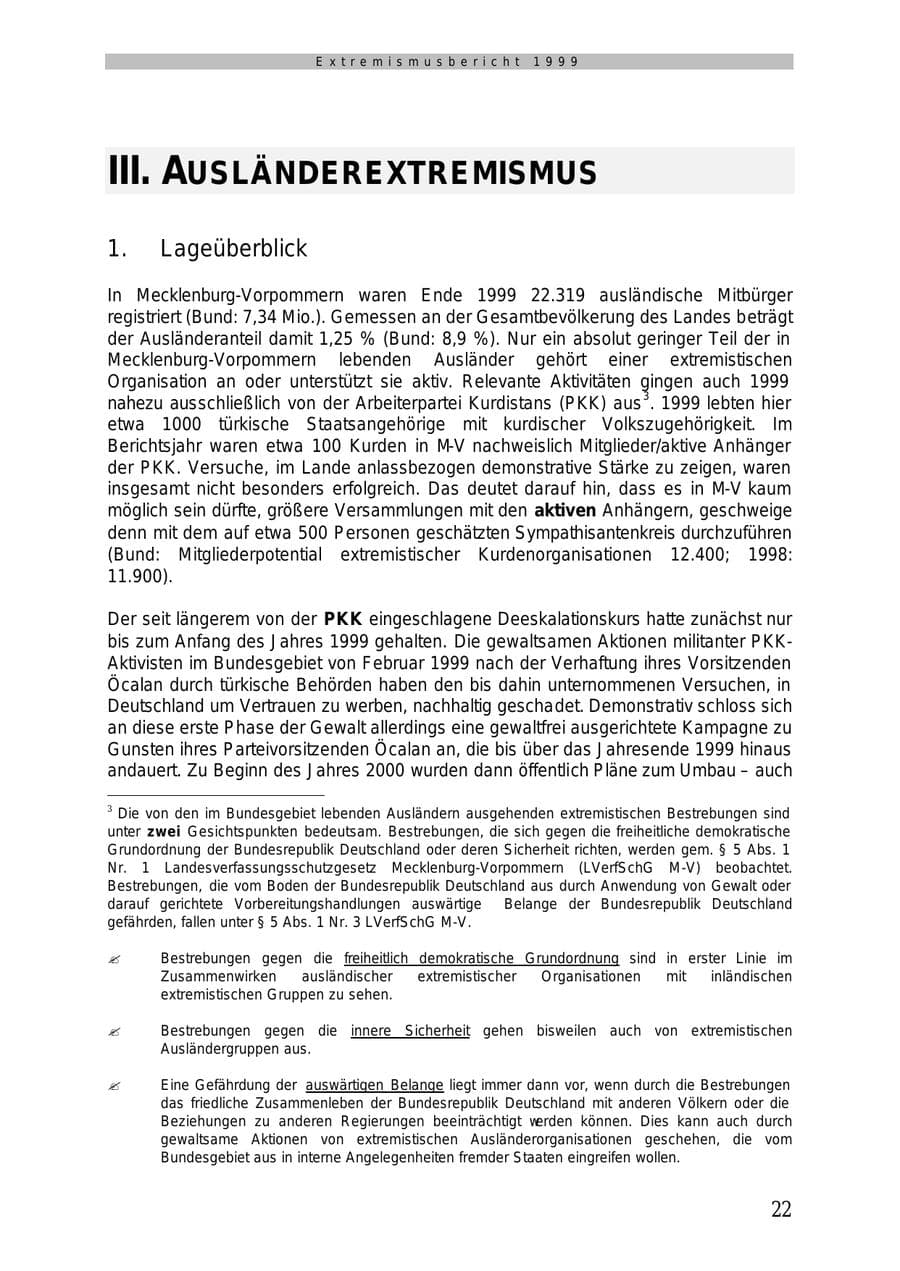 Seite 23 des Verfassungsschutzbericht 1999 Mecklenburg-Vorpommern