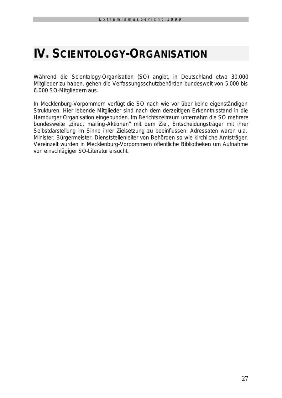Seite 28 des Verfassungsschutzbericht 1999 Mecklenburg-Vorpommern