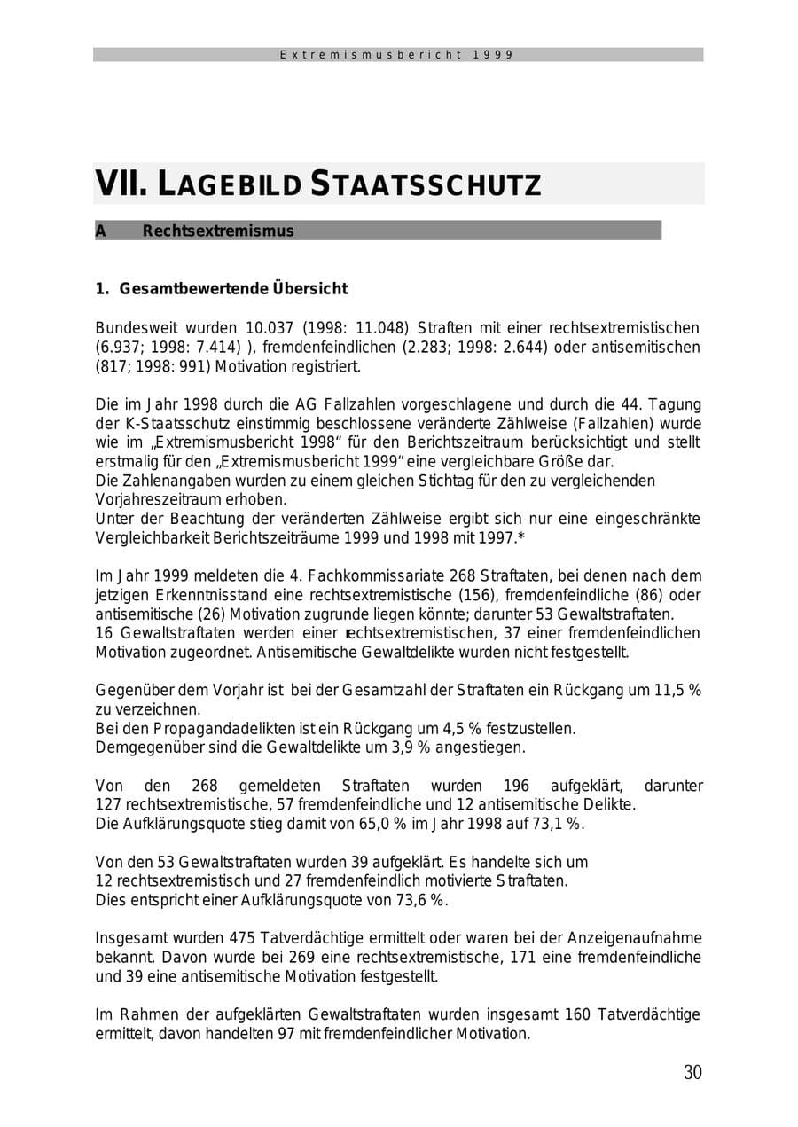 Seite 31 des Verfassungsschutzbericht 1999 Mecklenburg-Vorpommern