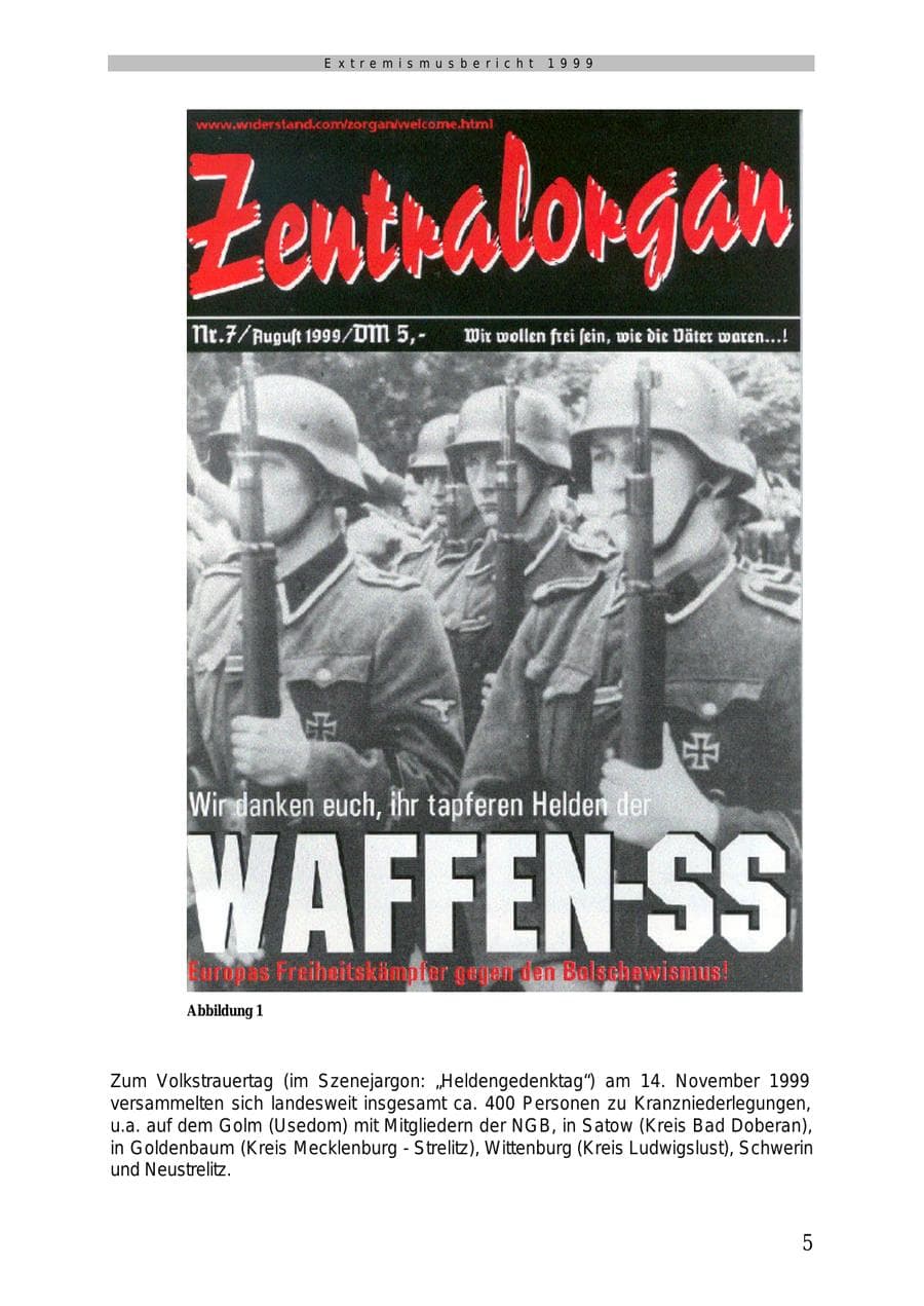 Seite 6 des Verfassungsschutzbericht 1999 Mecklenburg-Vorpommern