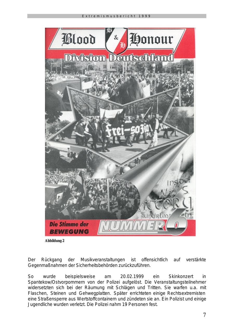 Seite 8 des Verfassungsschutzbericht 1999 Mecklenburg-Vorpommern