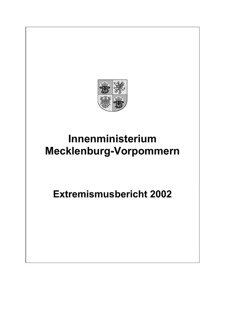 Seite 1 des Verfassungsschutzbericht 2002 Mecklenburg-Vorpommern