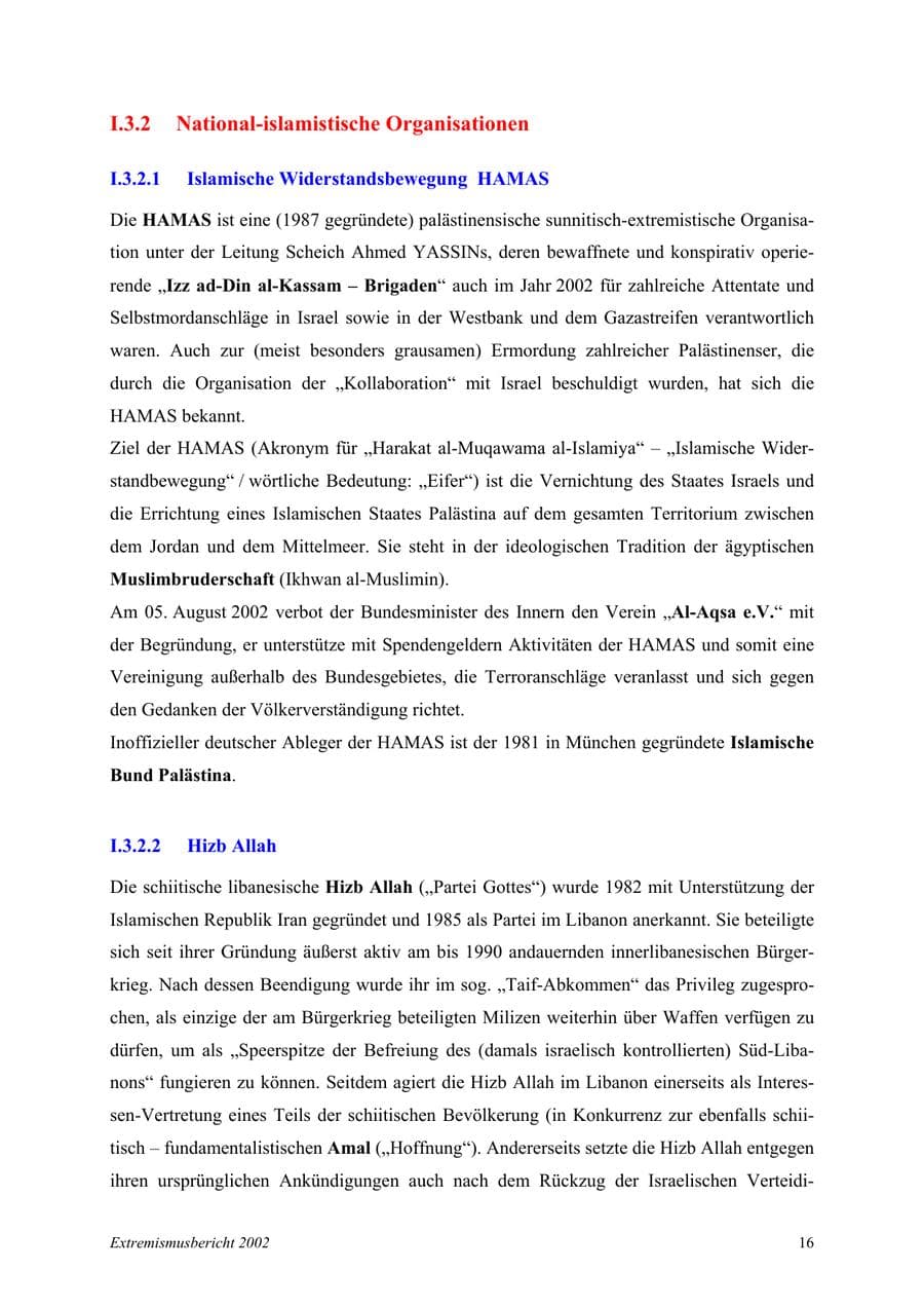 Seite 16 des Verfassungsschutzbericht 2002 Mecklenburg-Vorpommern