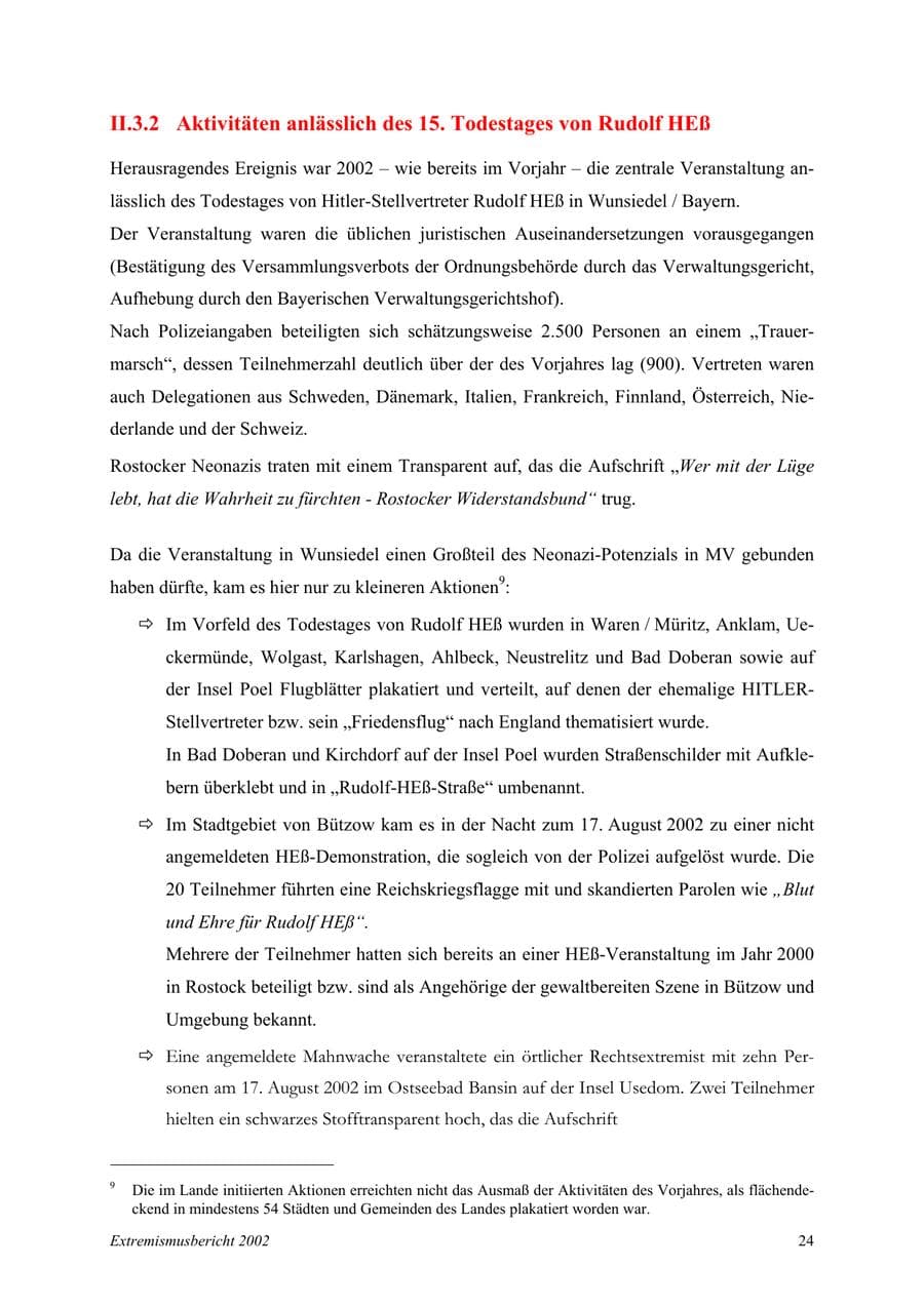 Seite 24 des Verfassungsschutzbericht 2002 Mecklenburg-Vorpommern