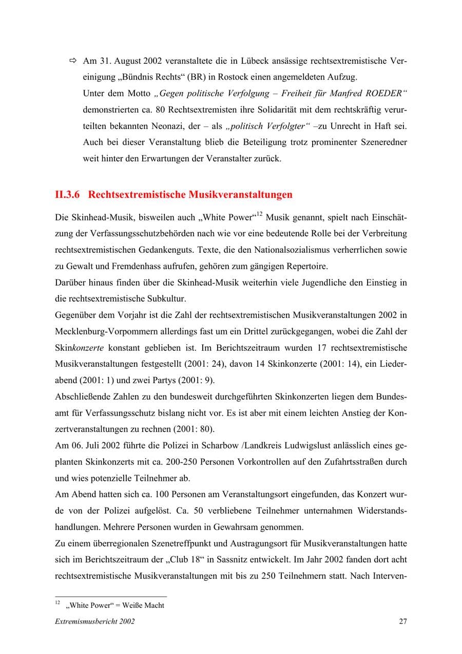 Seite 27 des Verfassungsschutzbericht 2002 Mecklenburg-Vorpommern
