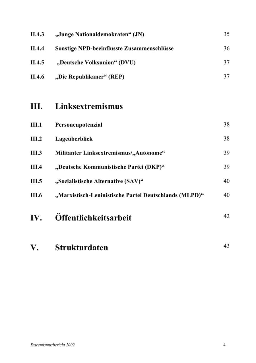 Seite 4 des Verfassungsschutzbericht 2002 Mecklenburg-Vorpommern