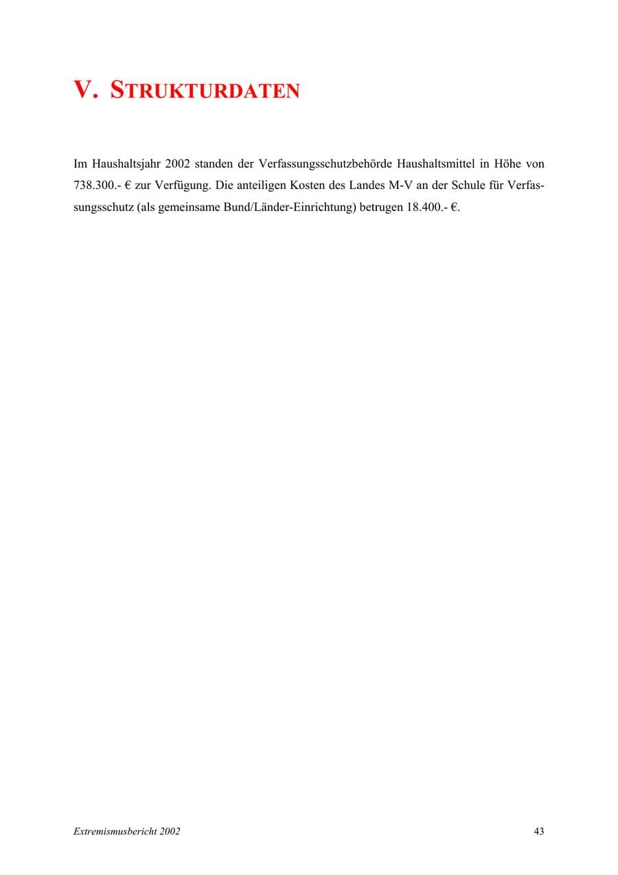 Seite 43 des Verfassungsschutzbericht 2002 Mecklenburg-Vorpommern