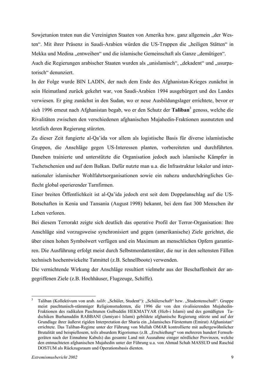 Seite 9 des Verfassungsschutzbericht 2002 Mecklenburg-Vorpommern