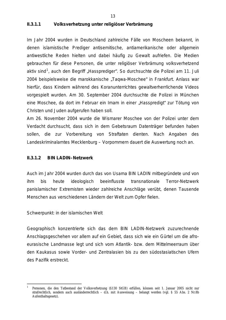 Seite 13 des Verfassungsschutzbericht 2004 Mecklenburg-Vorpommern