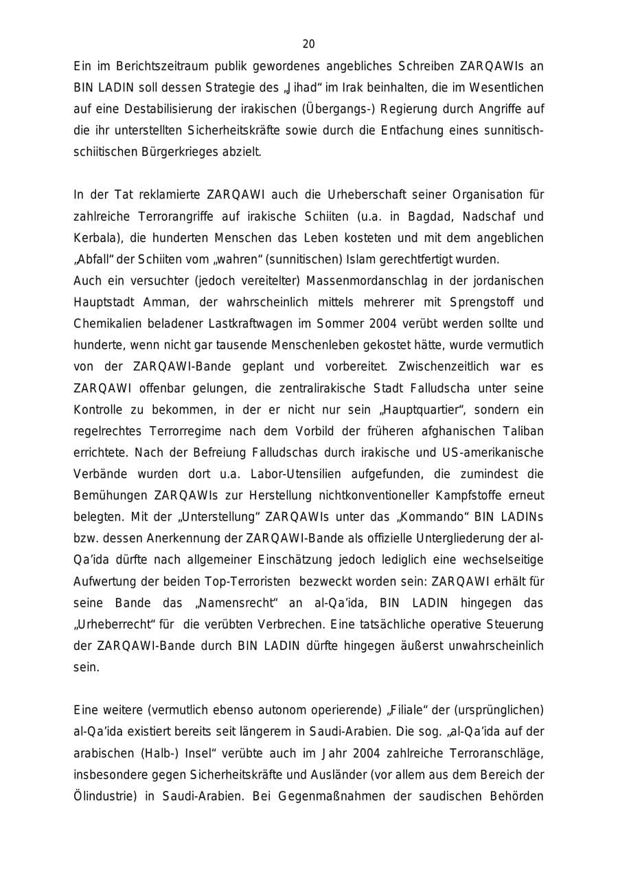 Seite 20 des Verfassungsschutzbericht 2004 Mecklenburg-Vorpommern