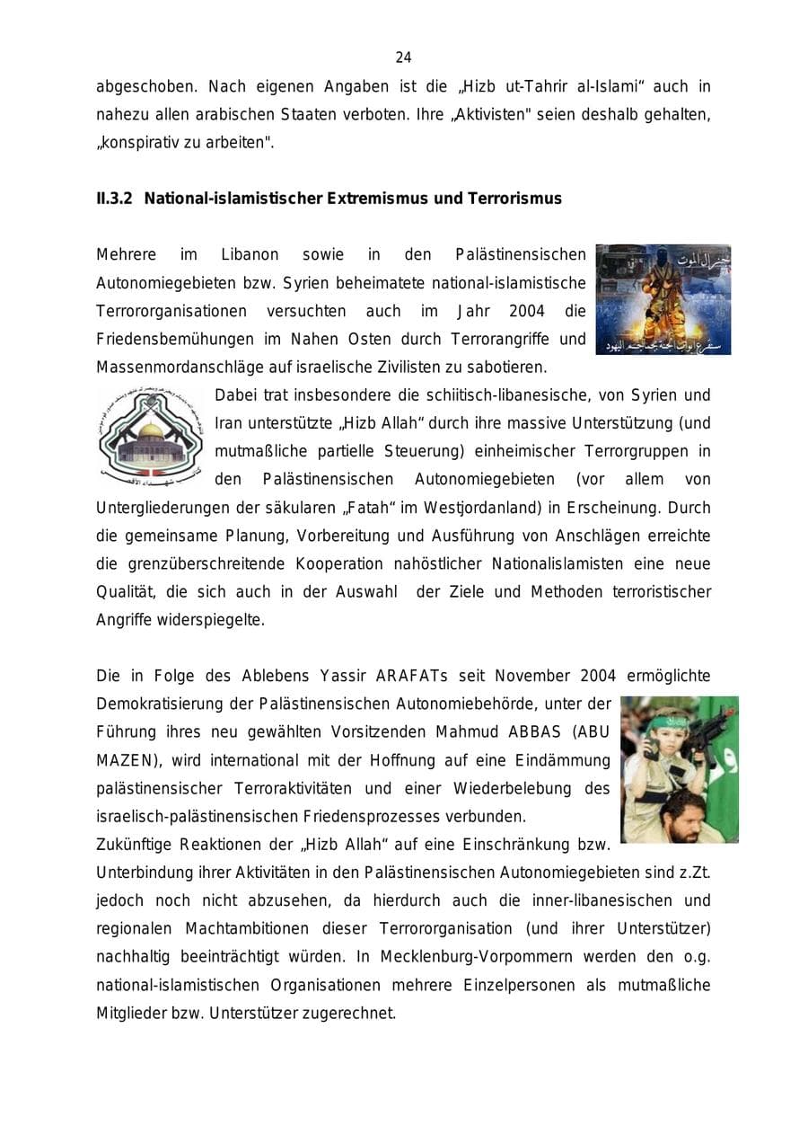 Seite 24 des Verfassungsschutzbericht 2004 Mecklenburg-Vorpommern
