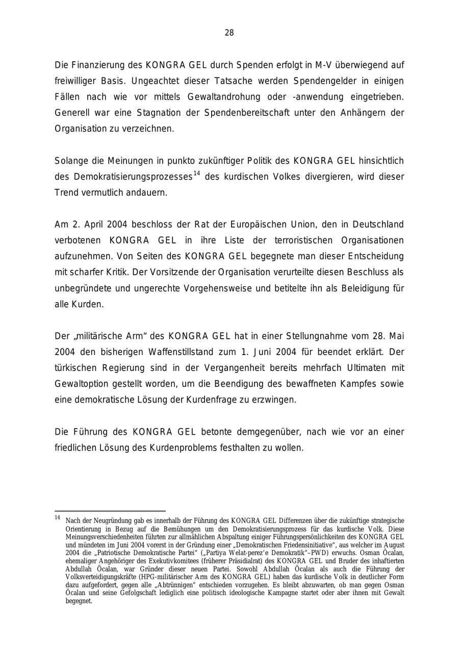 Seite 28 des Verfassungsschutzbericht 2004 Mecklenburg-Vorpommern