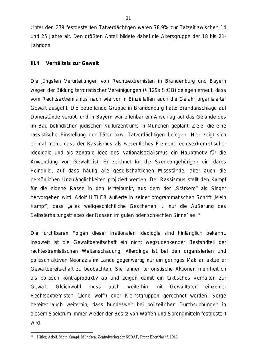 Seite 31 des Verfassungsschutzbericht 2004 Mecklenburg-Vorpommern
