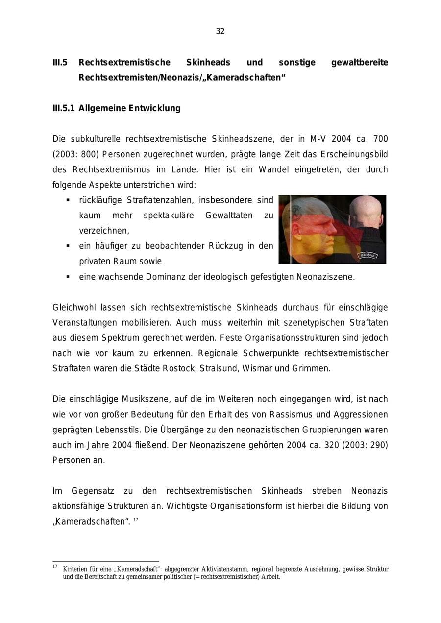 Seite 32 des Verfassungsschutzbericht 2004 Mecklenburg-Vorpommern