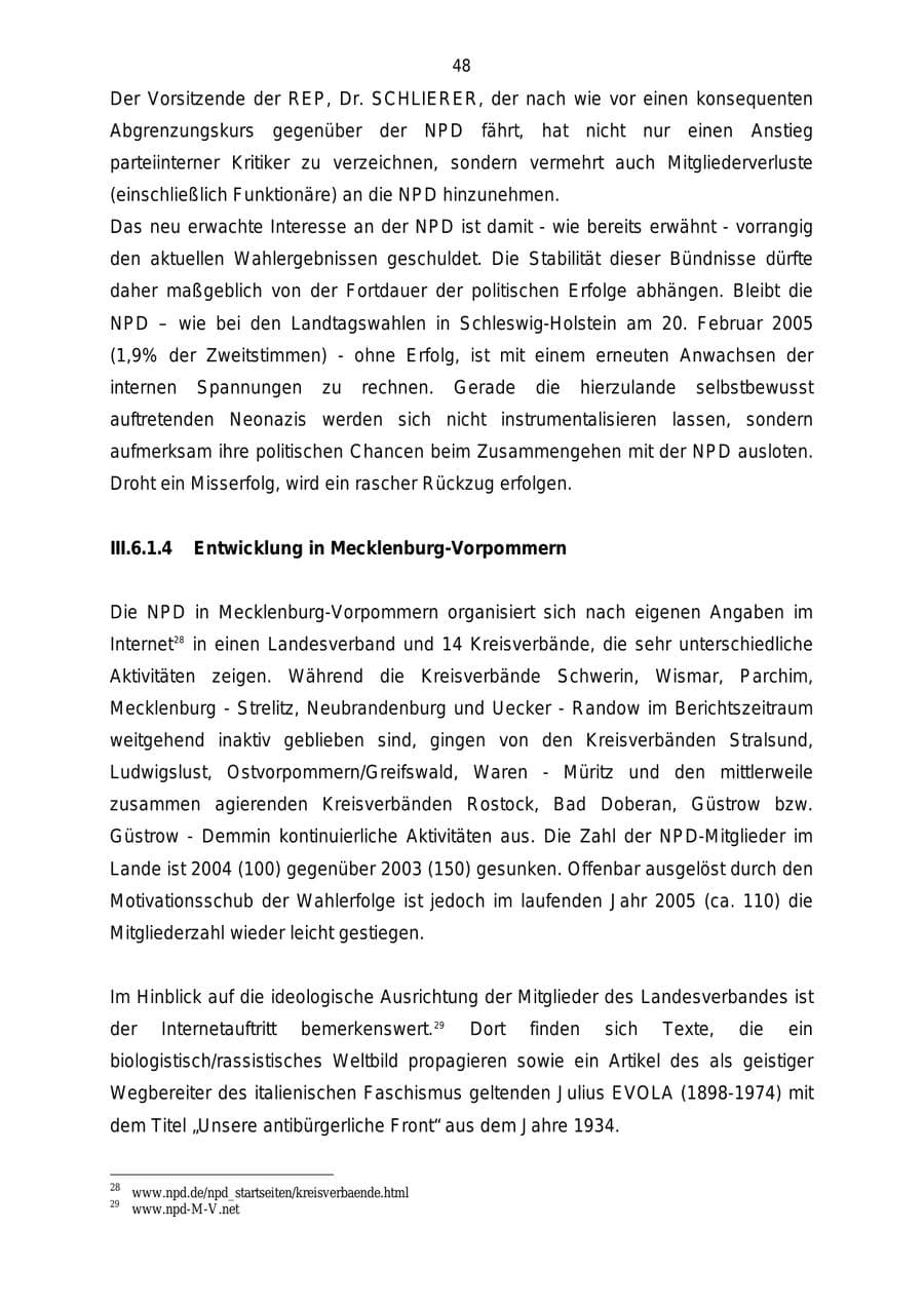 Seite 48 des Verfassungsschutzbericht 2004 Mecklenburg-Vorpommern