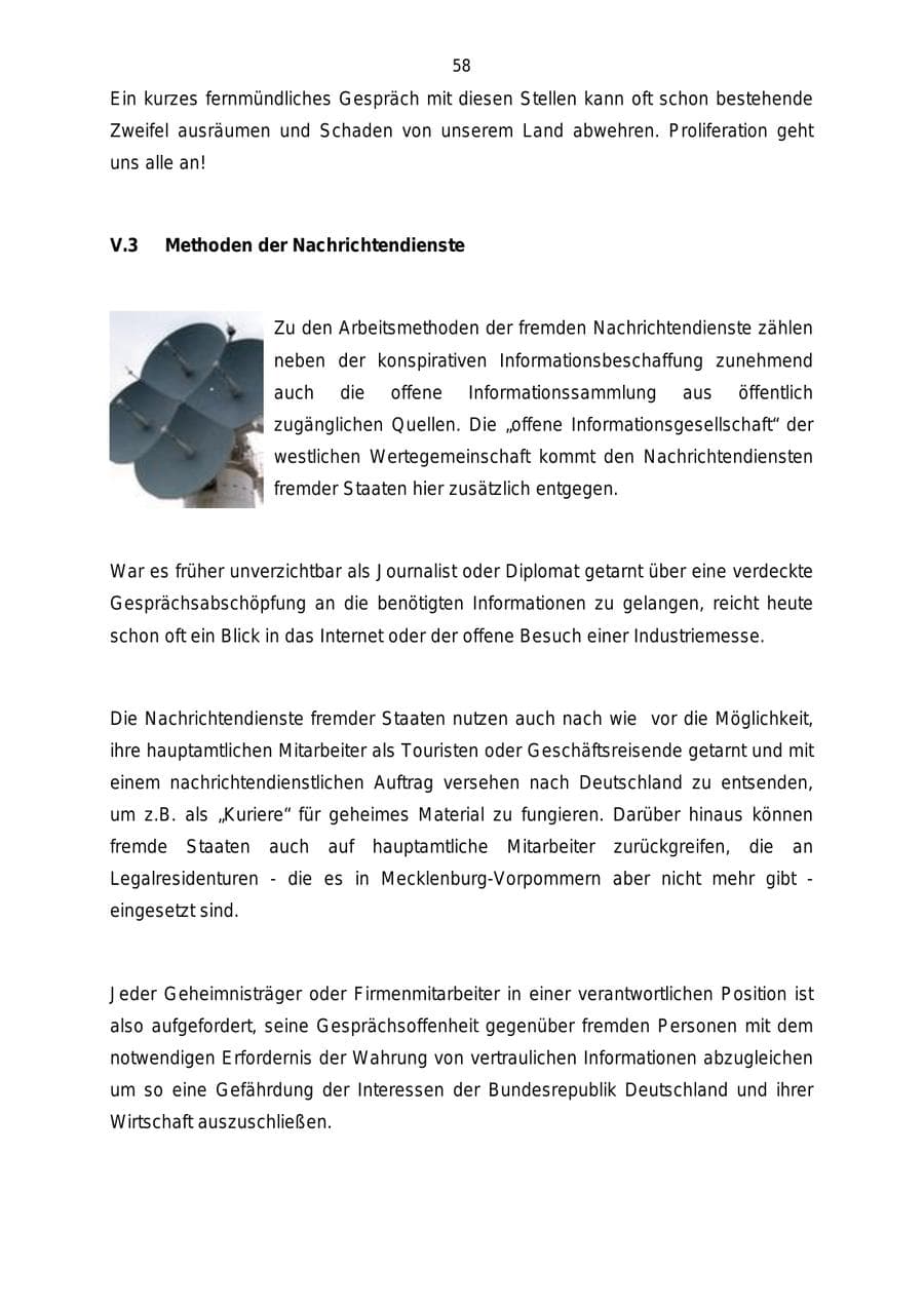 Seite 58 des Verfassungsschutzbericht 2004 Mecklenburg-Vorpommern
