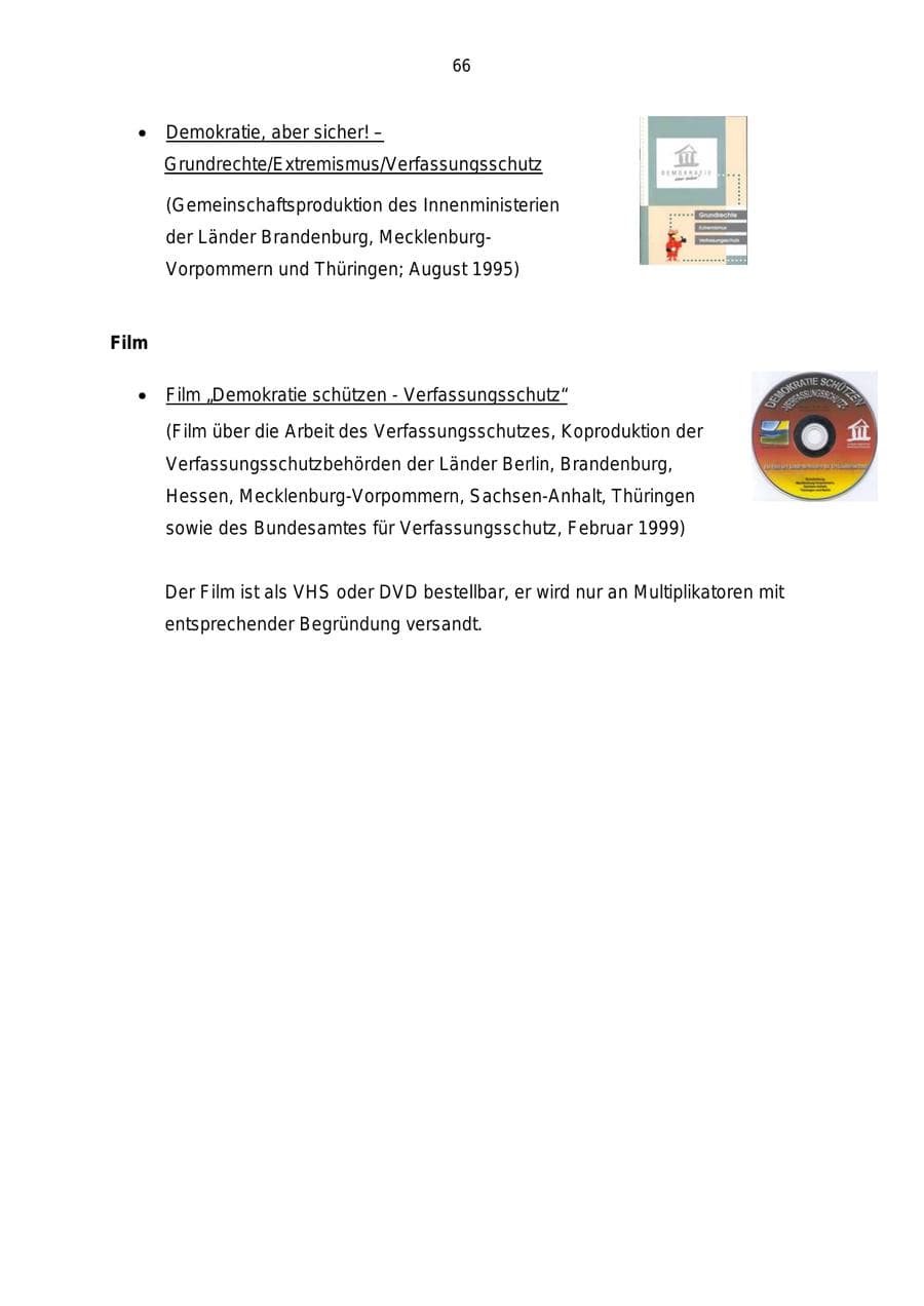 Seite 66 des Verfassungsschutzbericht 2004 Mecklenburg-Vorpommern
