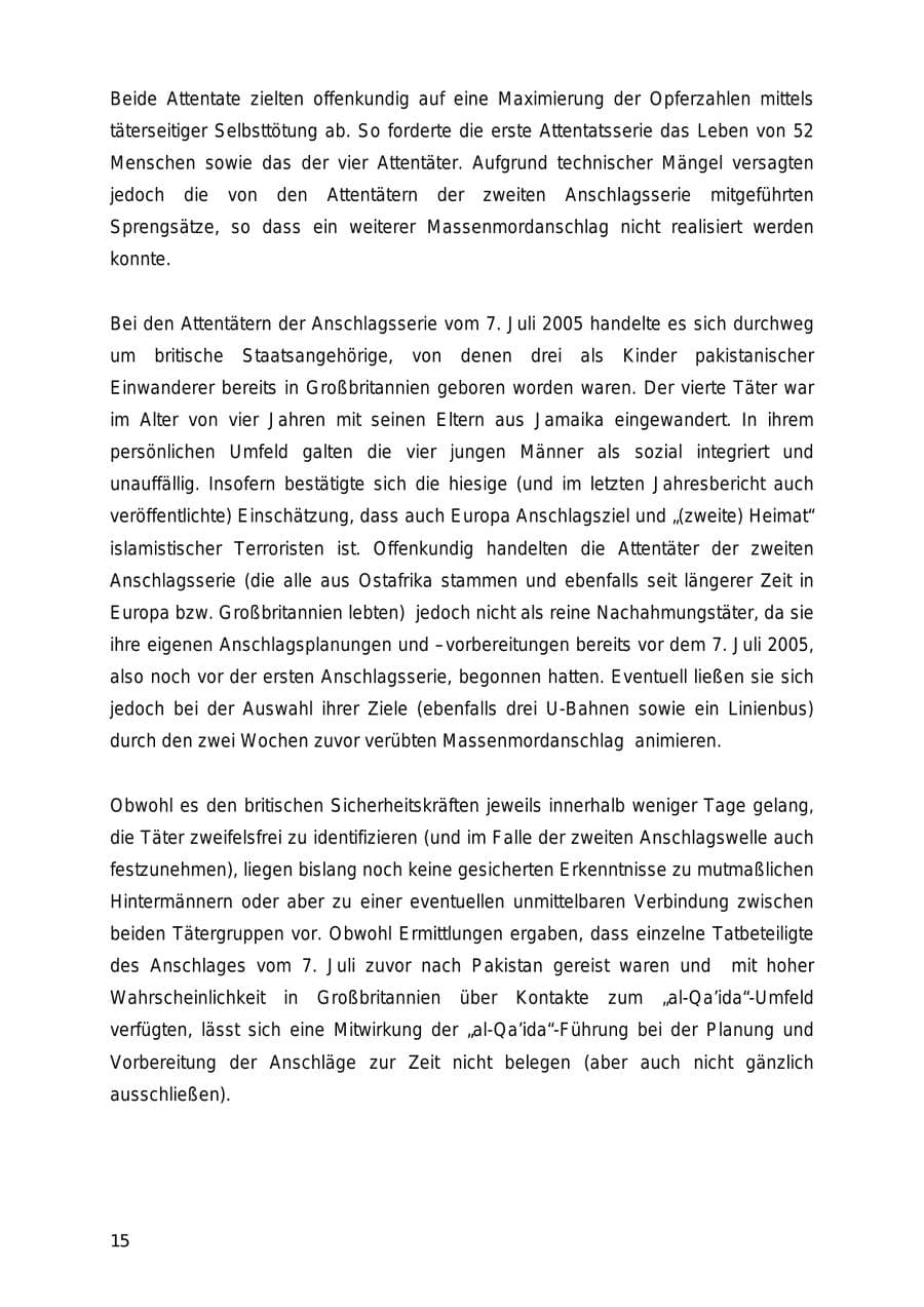 Seite 15 des Verfassungsschutzbericht 2005 Mecklenburg-Vorpommern