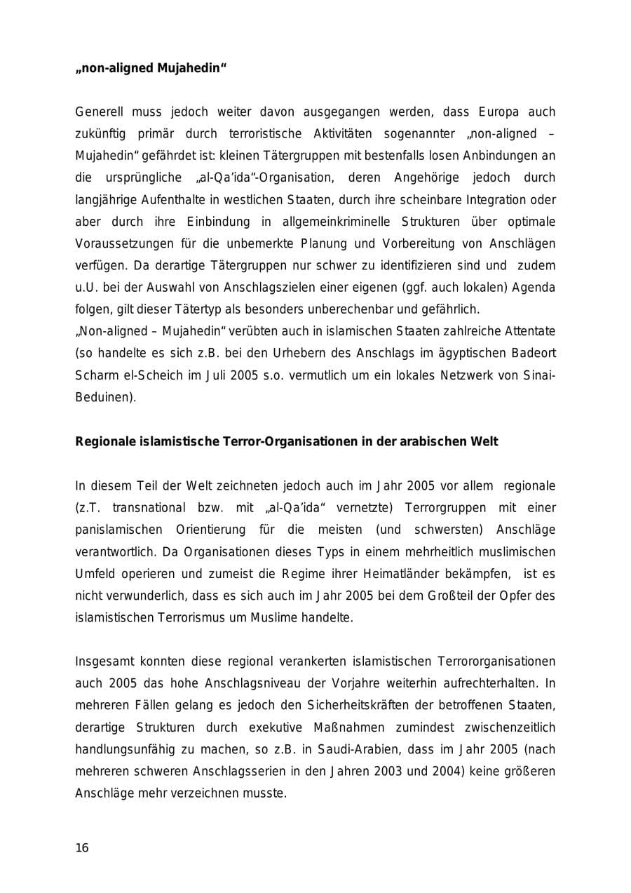 Seite 16 des Verfassungsschutzbericht 2005 Mecklenburg-Vorpommern