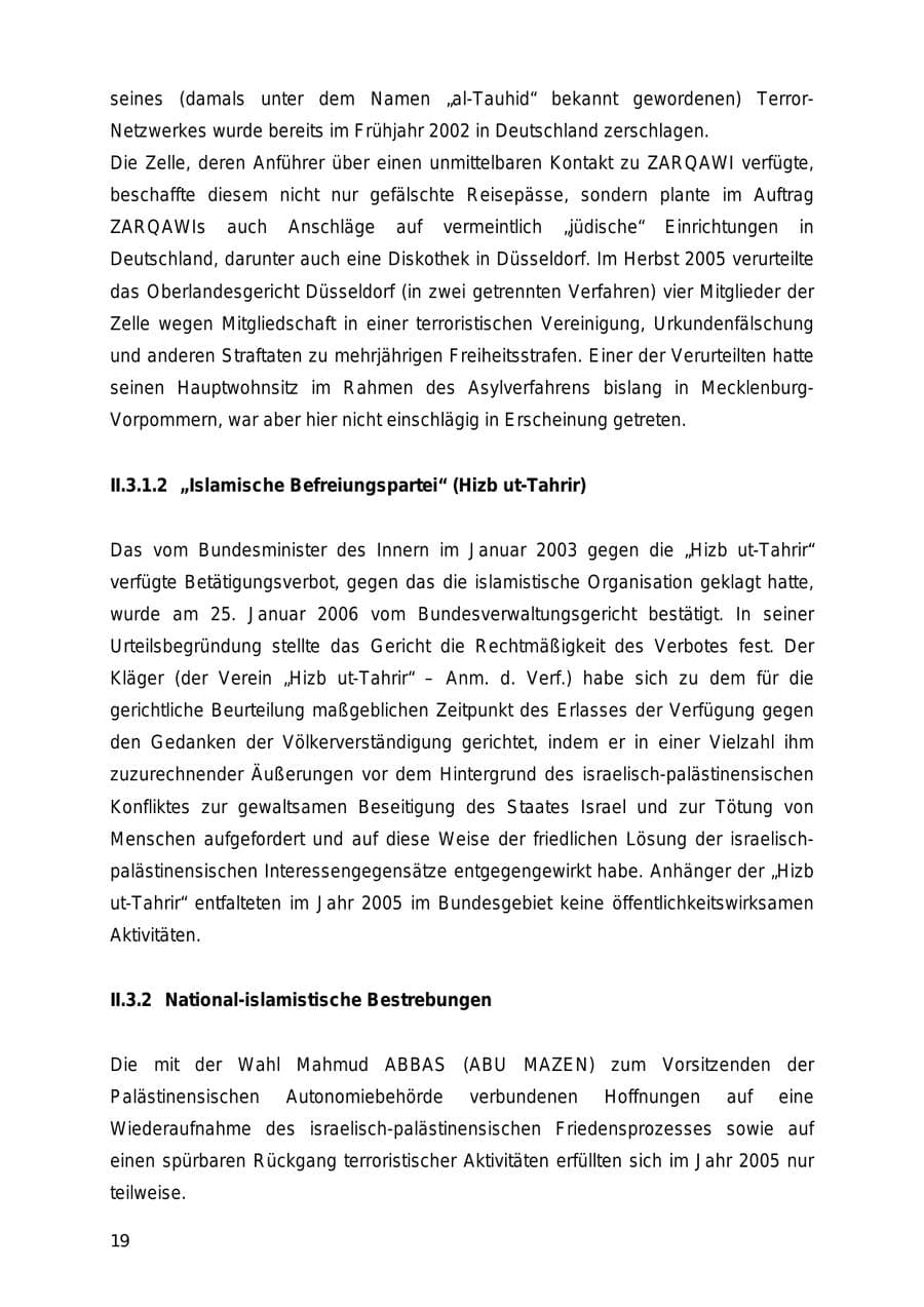 Seite 19 des Verfassungsschutzbericht 2005 Mecklenburg-Vorpommern