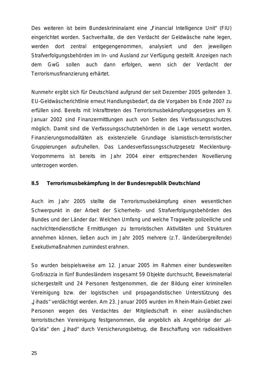 Seite 25 des Verfassungsschutzbericht 2005 Mecklenburg-Vorpommern