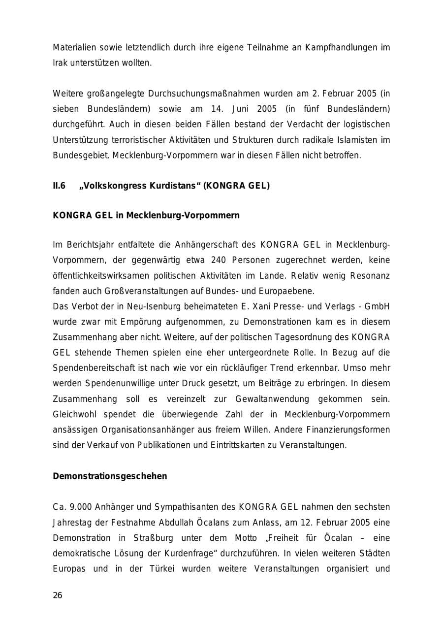 Seite 26 des Verfassungsschutzbericht 2005 Mecklenburg-Vorpommern