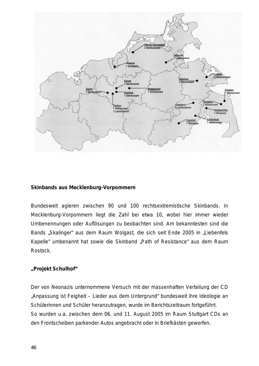 Seite 46 des Verfassungsschutzbericht 2005 Mecklenburg-Vorpommern