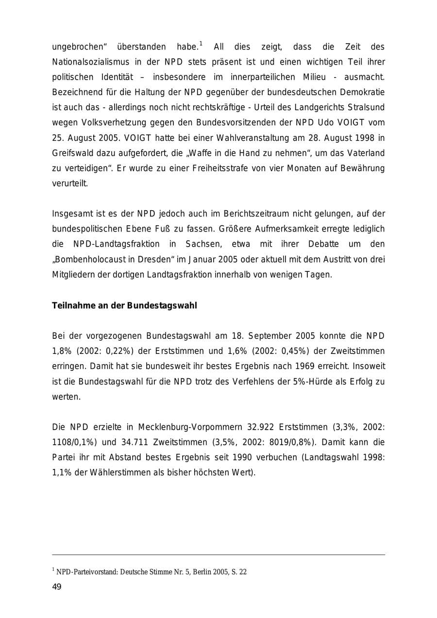 Seite 49 des Verfassungsschutzbericht 2005 Mecklenburg-Vorpommern