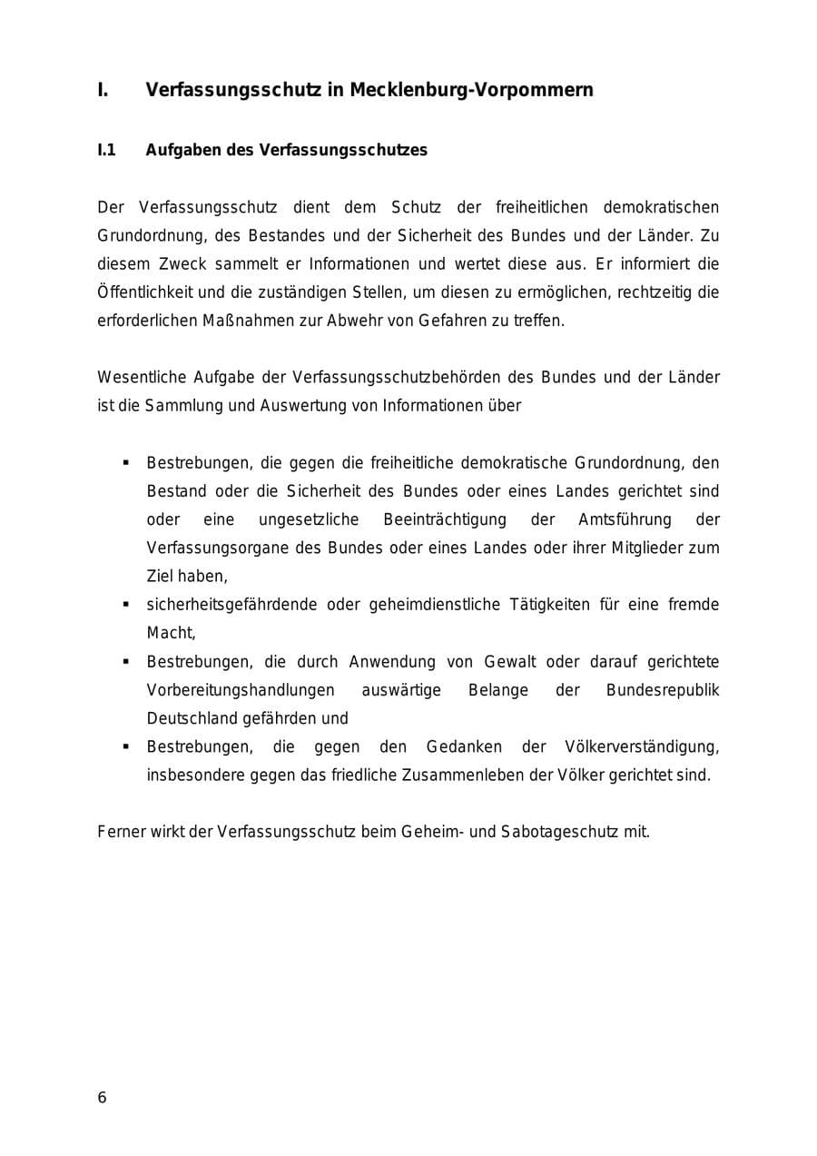 Seite 6 des Verfassungsschutzbericht 2005 Mecklenburg-Vorpommern