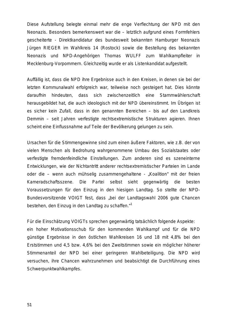 Seite 51 des Verfassungsschutzbericht 2005 Mecklenburg-Vorpommern