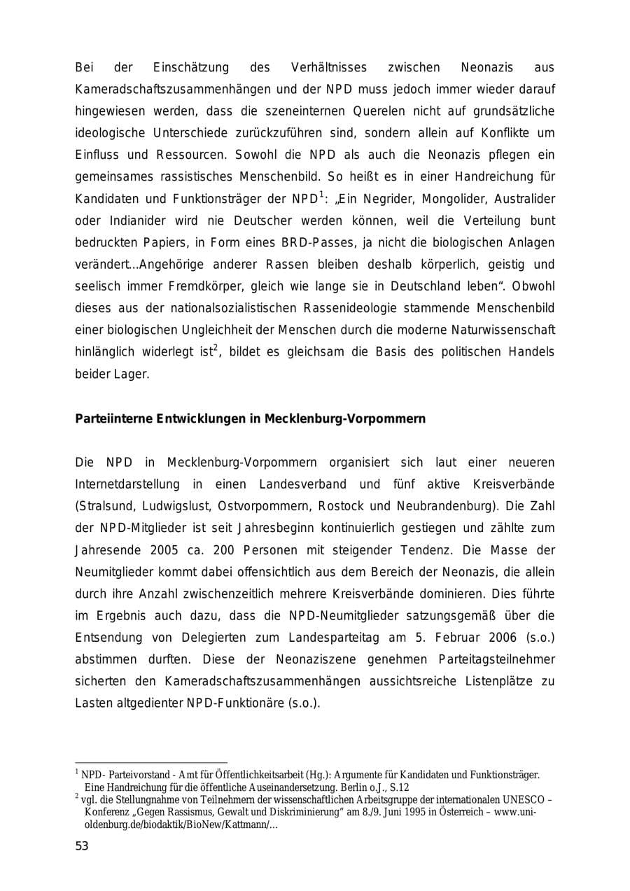 Seite 53 des Verfassungsschutzbericht 2005 Mecklenburg-Vorpommern