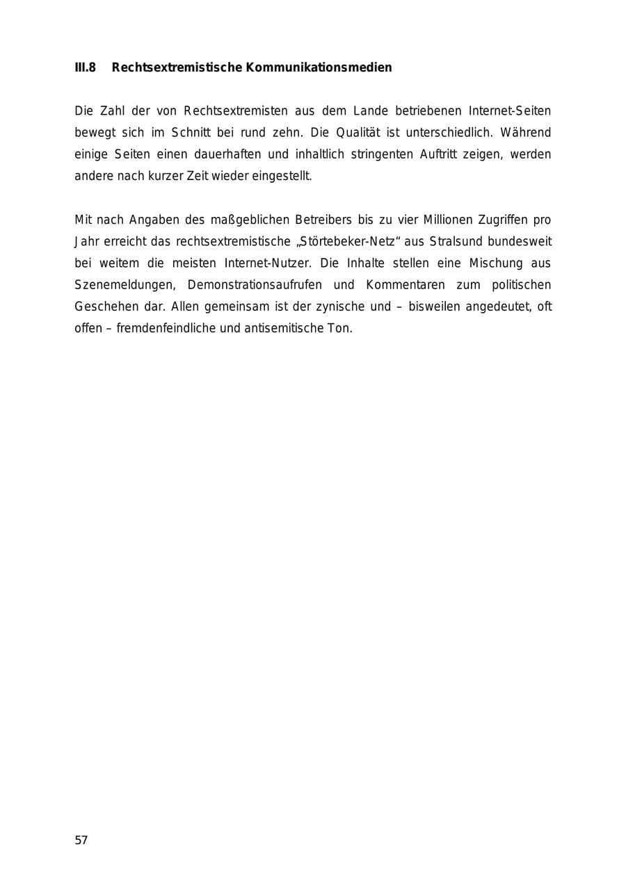 Seite 57 des Verfassungsschutzbericht 2005 Mecklenburg-Vorpommern