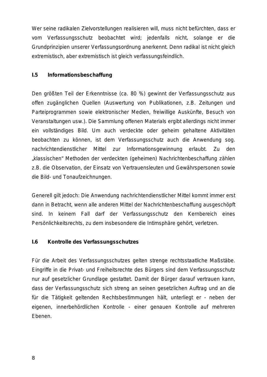Seite 8 des Verfassungsschutzbericht 2005 Mecklenburg-Vorpommern