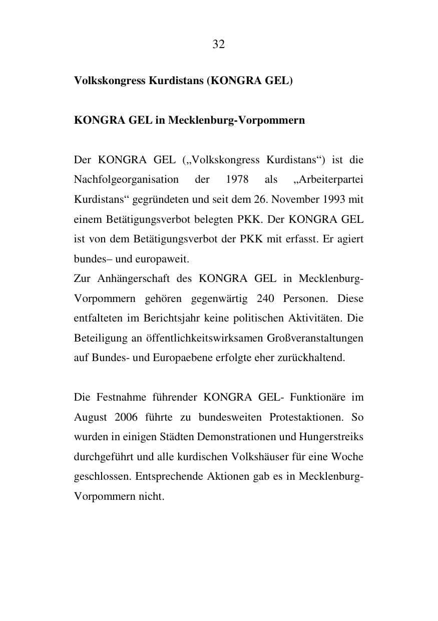 Seite 33 des Verfassungsschutzbericht 2006 Mecklenburg-Vorpommern
