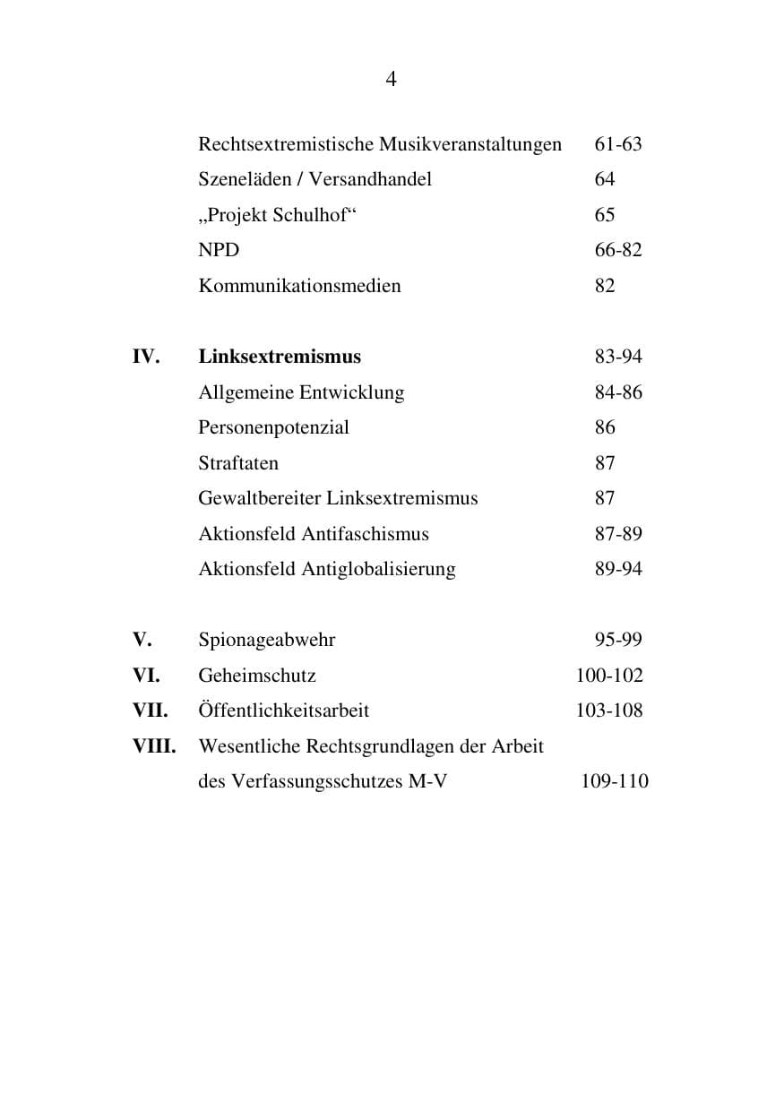 Seite 5 des Verfassungsschutzbericht 2006 Mecklenburg-Vorpommern