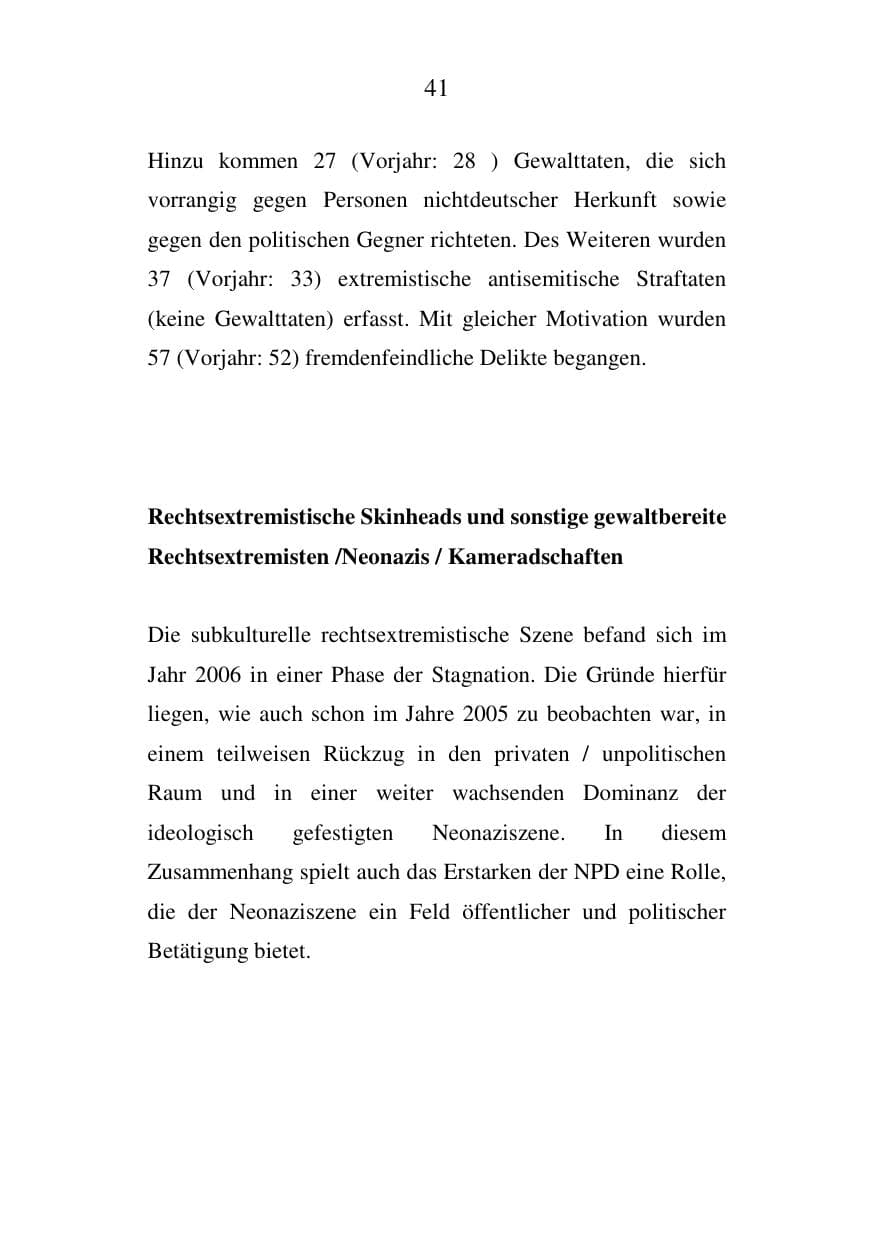 Seite 42 des Verfassungsschutzbericht 2006 Mecklenburg-Vorpommern