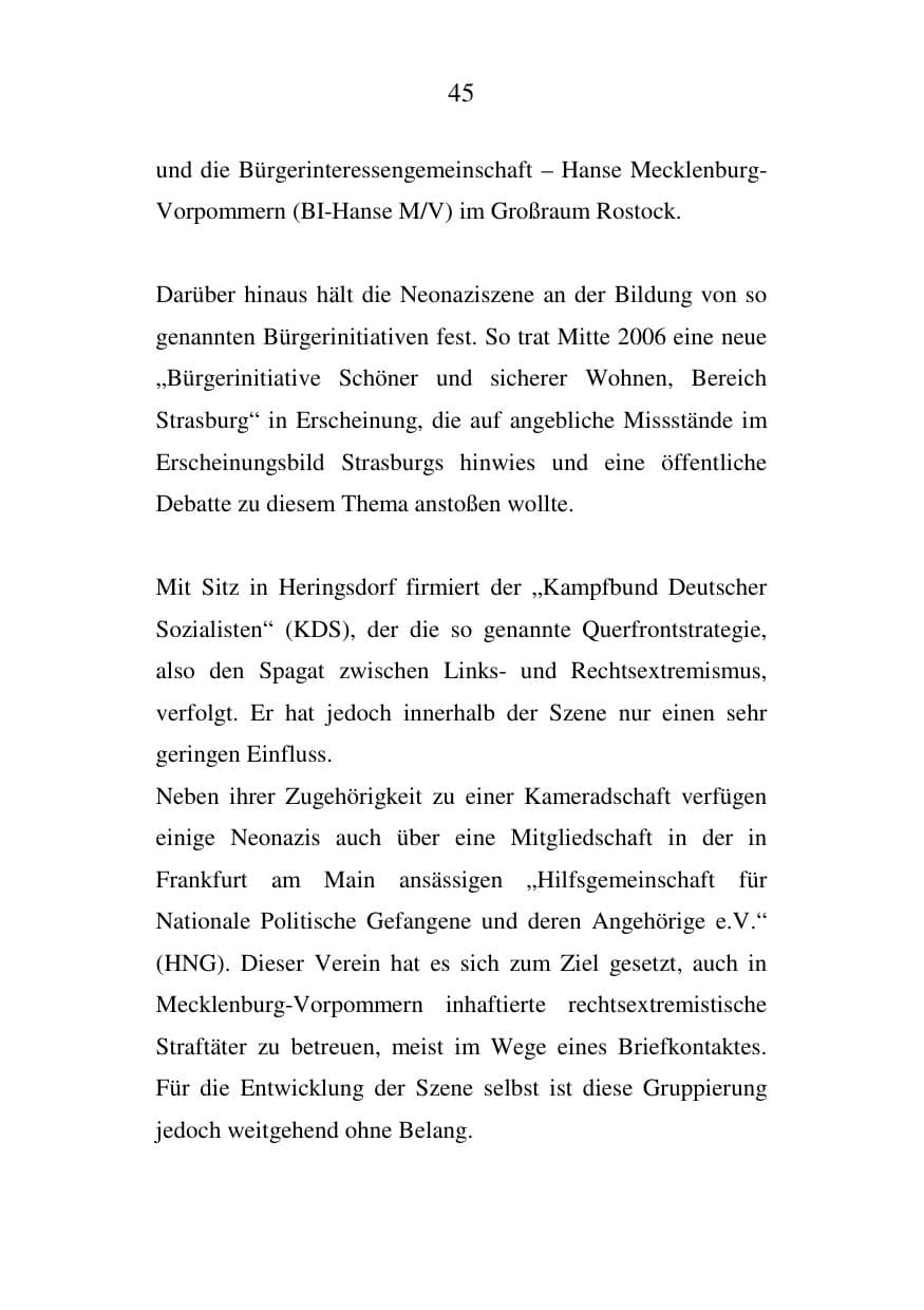 Seite 46 des Verfassungsschutzbericht 2006 Mecklenburg-Vorpommern