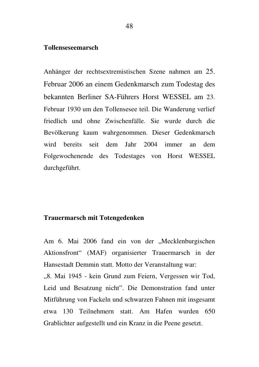 Seite 49 des Verfassungsschutzbericht 2006 Mecklenburg-Vorpommern