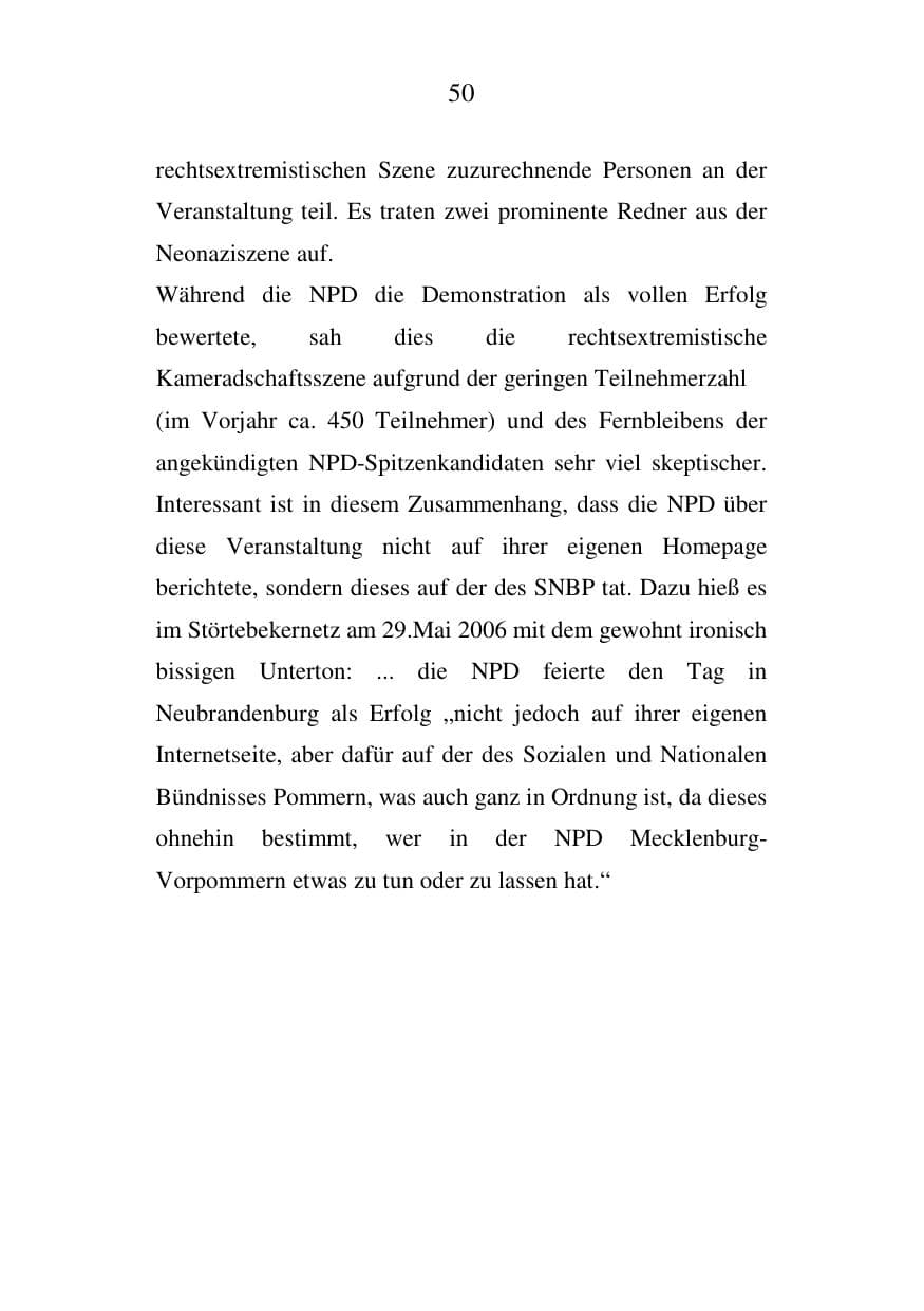 Seite 51 des Verfassungsschutzbericht 2006 Mecklenburg-Vorpommern