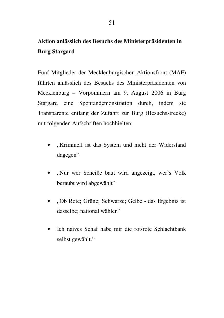 Seite 52 des Verfassungsschutzbericht 2006 Mecklenburg-Vorpommern