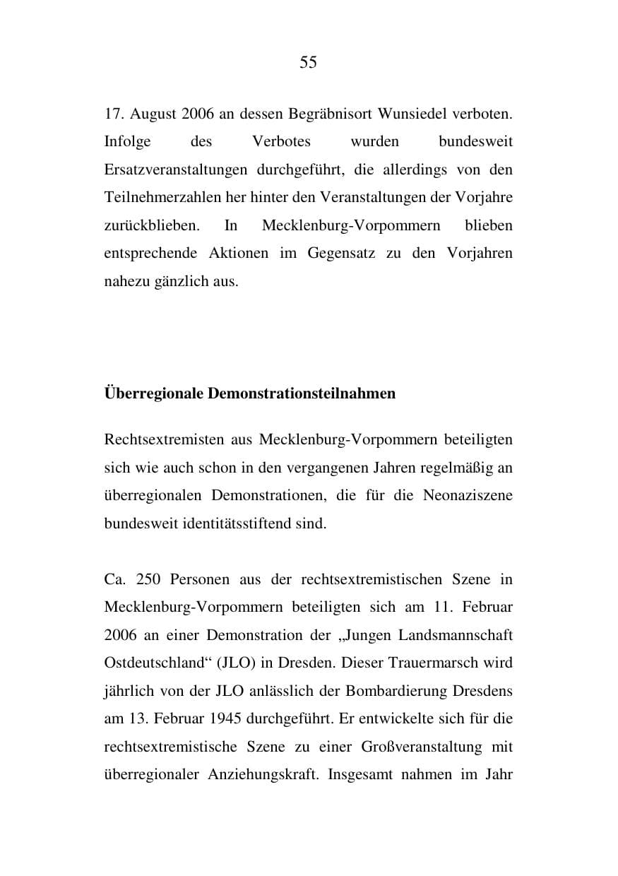 Seite 56 des Verfassungsschutzbericht 2006 Mecklenburg-Vorpommern