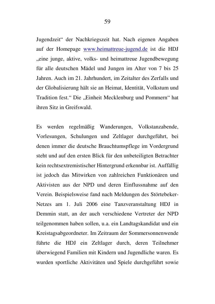 Seite 60 des Verfassungsschutzbericht 2006 Mecklenburg-Vorpommern