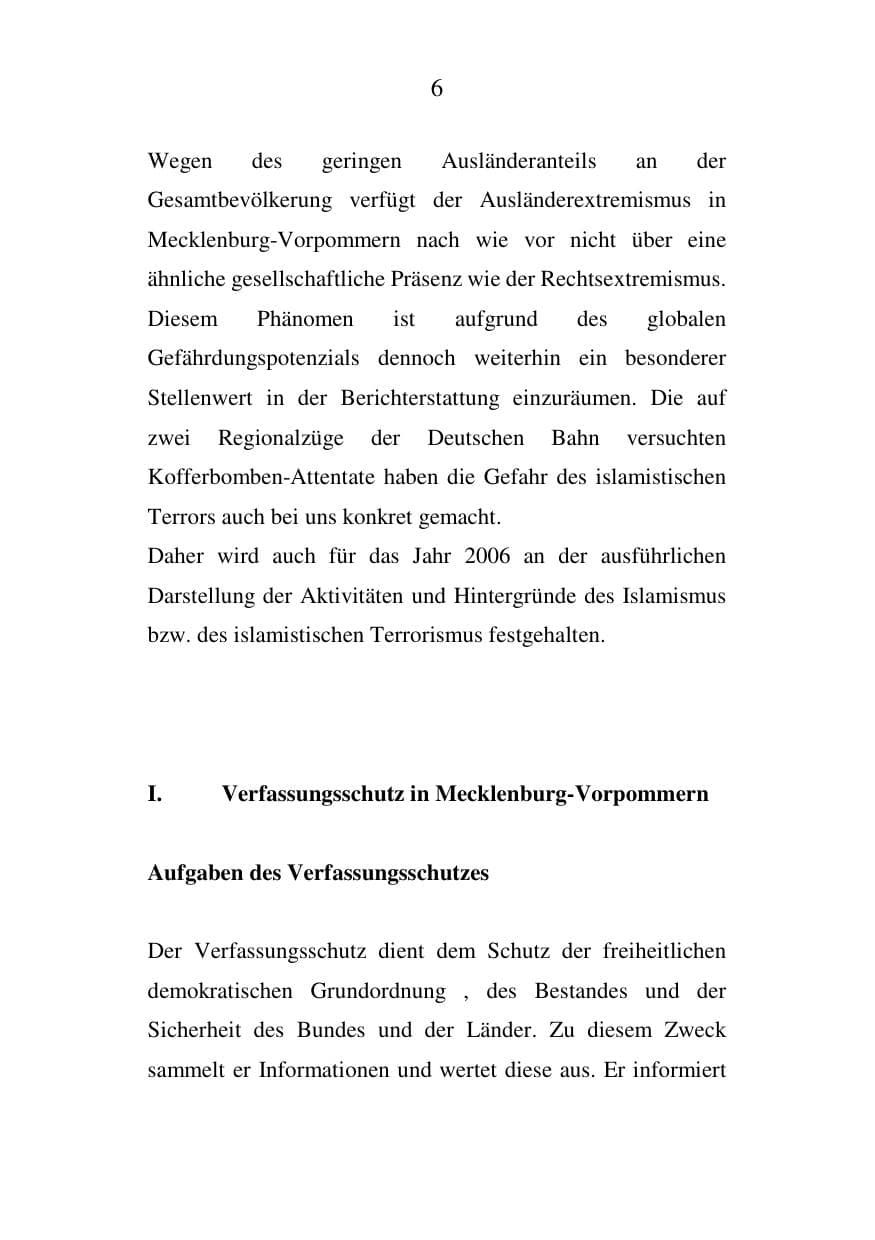 Seite 7 des Verfassungsschutzbericht 2006 Mecklenburg-Vorpommern