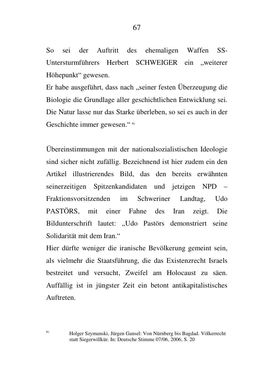 Seite 68 des Verfassungsschutzbericht 2006 Mecklenburg-Vorpommern