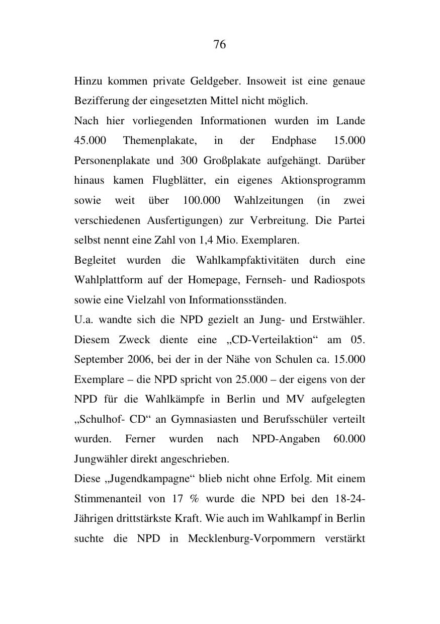 Seite 77 des Verfassungsschutzbericht 2006 Mecklenburg-Vorpommern