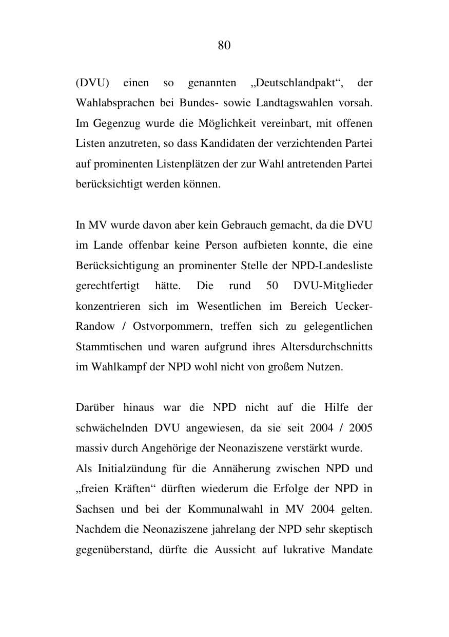 Seite 81 des Verfassungsschutzbericht 2006 Mecklenburg-Vorpommern
