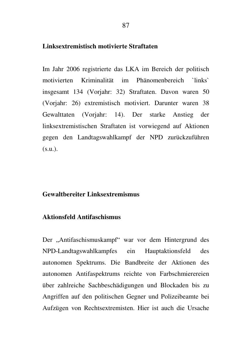 Seite 88 des Verfassungsschutzbericht 2006 Mecklenburg-Vorpommern
