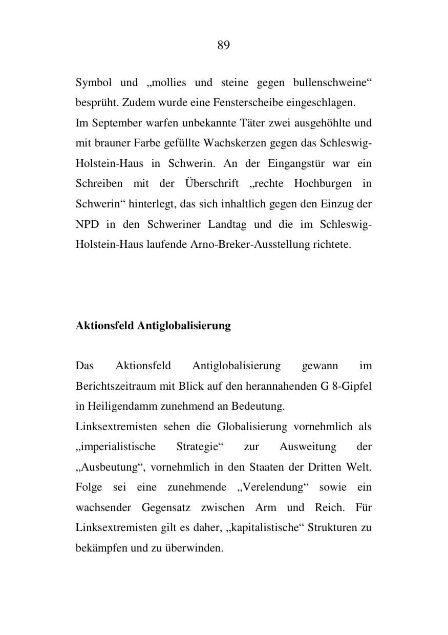 Seite 90 des Verfassungsschutzbericht 2006 Mecklenburg-Vorpommern