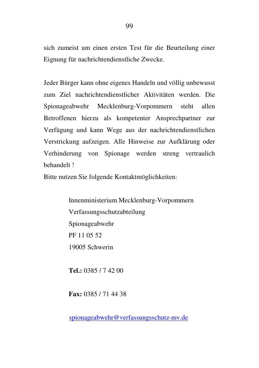 Seite 100 des Verfassungsschutzbericht 2006 Mecklenburg-Vorpommern