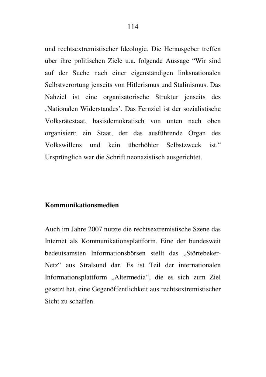 Seite 114 des Verfassungsschutzbericht 2007 Mecklenburg-Vorpommern